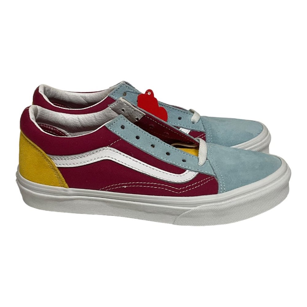 VANS Big Kid Old Skool Retro Rainbow White Sneaker Shoe Size 4.5/5/5.5 NEW
